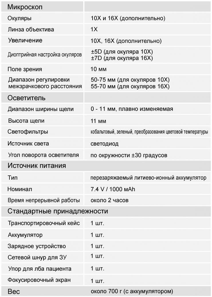 Спецификация - Rexxam XL-1